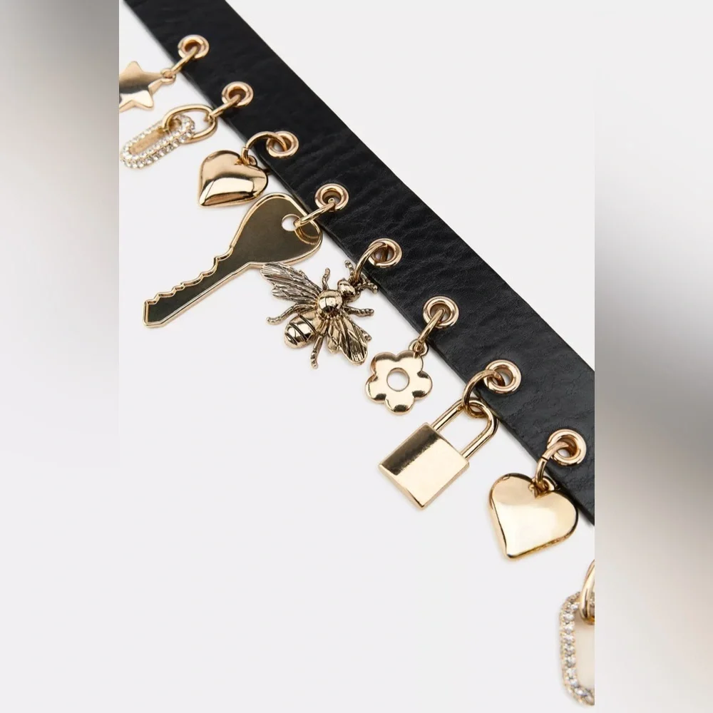 ZARA 100% LEATHER CHARM BELT - Picture 5 of 8